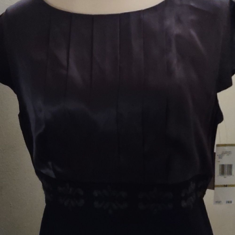 New Jones New York Women's Size 14 Classic‎ Black Dress Embroidered Midriff - Picture 2 of 14